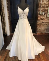 spaghetti straps boho wedding dresses 2020 vestido de noiva lace bodice bridal wedding party dress robe de mariee bridal gowns