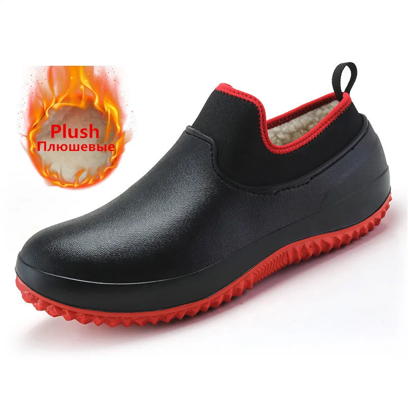 

Men Shoes Kitchen Working Shoes Add Cotton Non-slip Waterproof Chef Shoes Casual Unisex Work Shoes Water Shoes Rain Cotton Boots