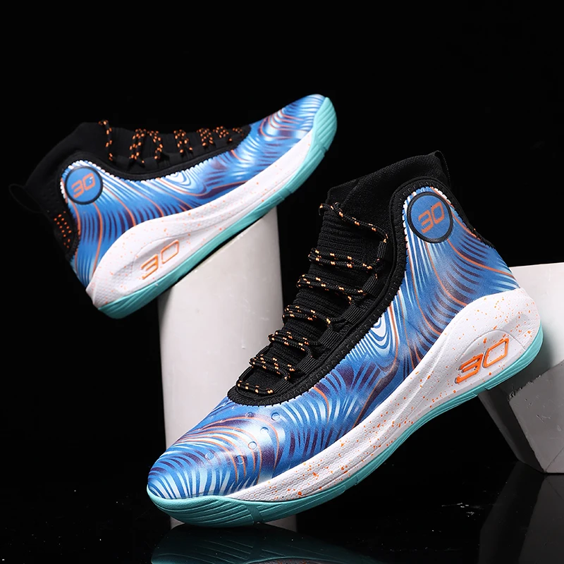 

Мужские и женские спортивные баскетбольные кроссовки, беговые ботинки из искусственной кожи с высоким берцем, мягкая резиновая подошва, ды...