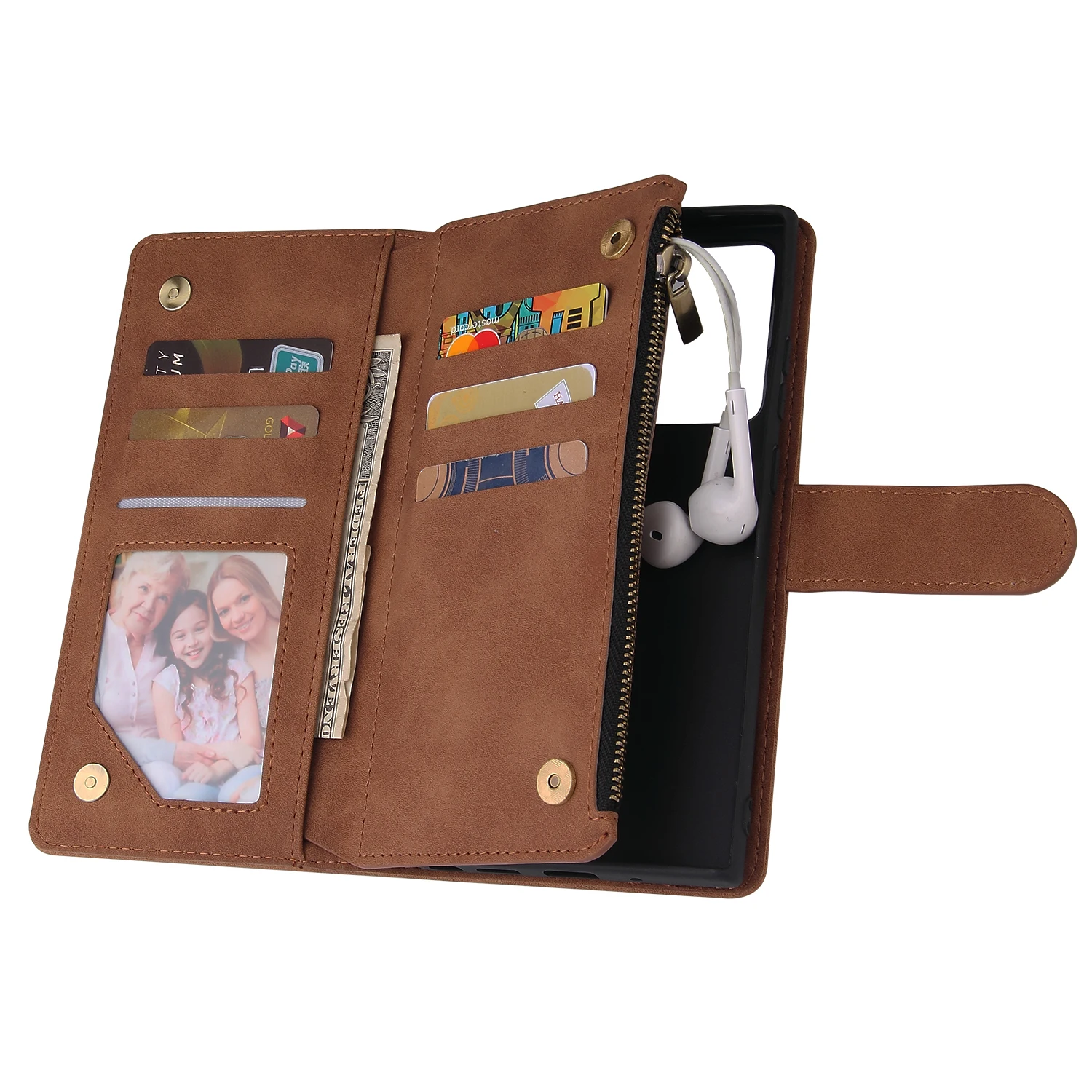 For Samsung S21 Note 20 Ultra 10+ 9 S20 FE  A71 A51 A41 S20 S10 S9 S8 Plus S10 Lite Zipper Wallet Flip Leather  Phone Case
