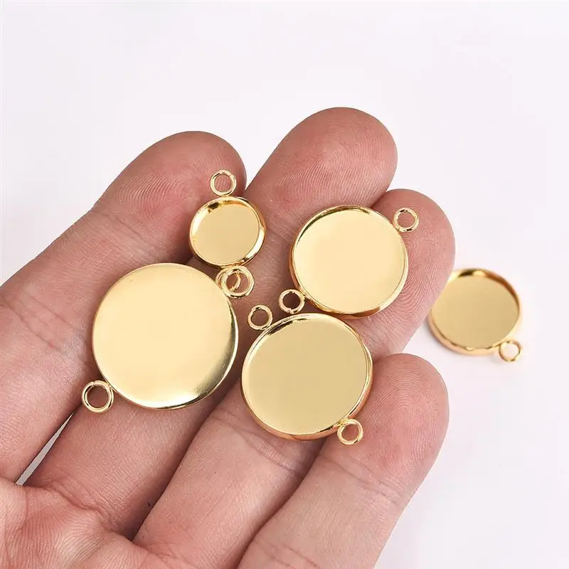20 штук Золотое округлое Стекло основа для установки кабошона Нержавеющая сталь