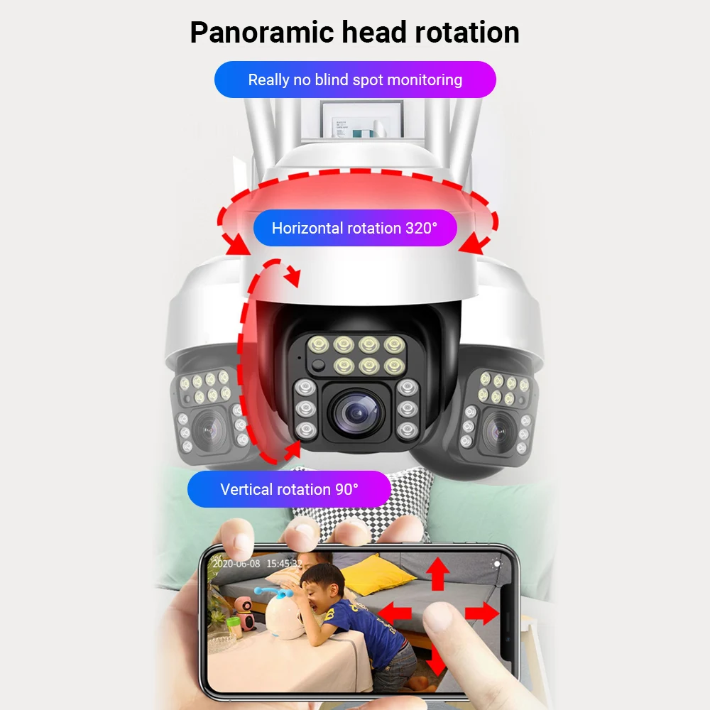 

1080P HD Wifi PTZ Camera Outdoor 3.5 Inches 360 Degrees Auto Tracking Speed Dome Waterproof Camera Full Color Cam