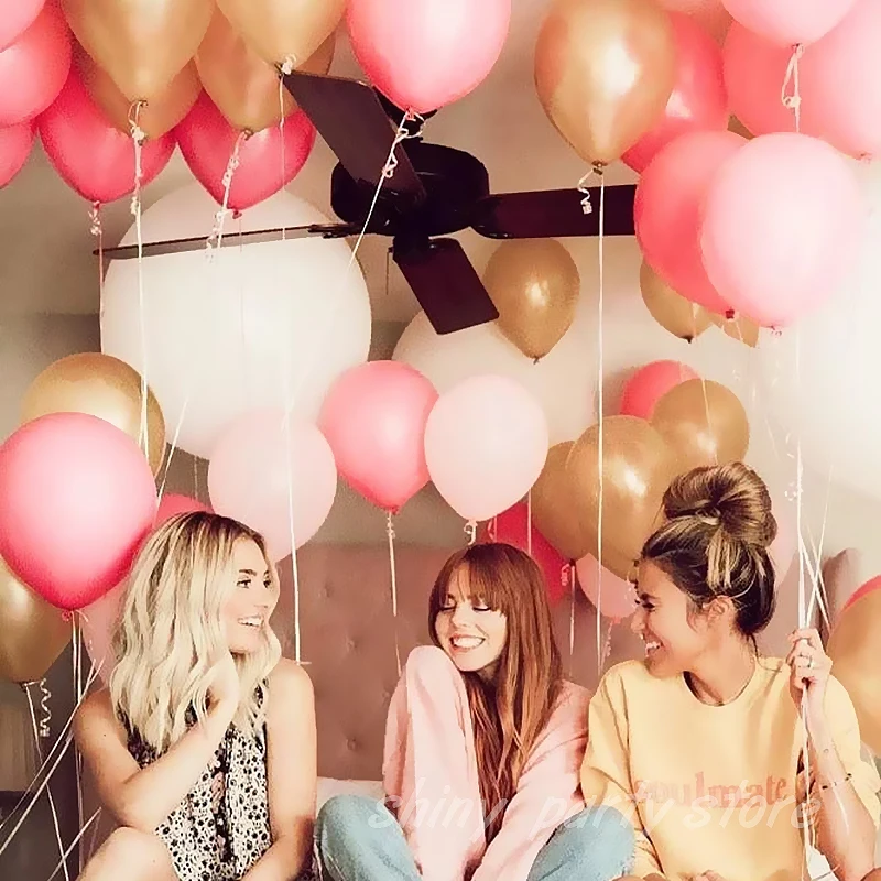 

10 Inch 50pcs Rose Gold Helium Balloon Thickened Pearl Latex Balloons Birthday Party Valentine's Day Wedding Decoration Air Ball