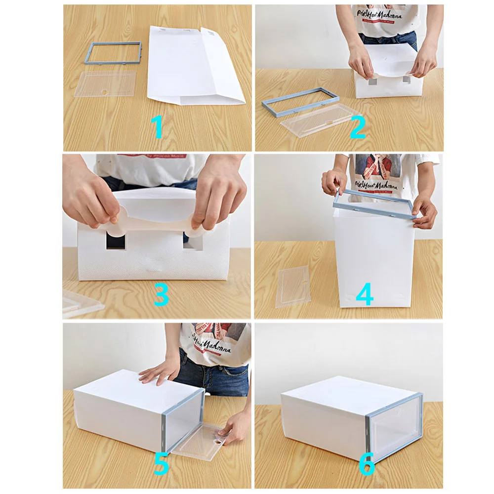 6 шт./компл. шкаф для хранения обувной коробки пластиковый утолщенный