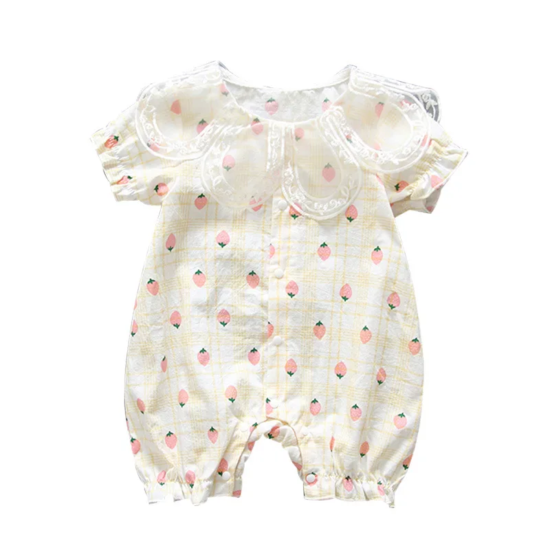 

Fashion Lace Summer Jumpsuit baby outfit dress Sweet baby girl Cartoon Cotton Clothes kids newborn baby costume toddler romper