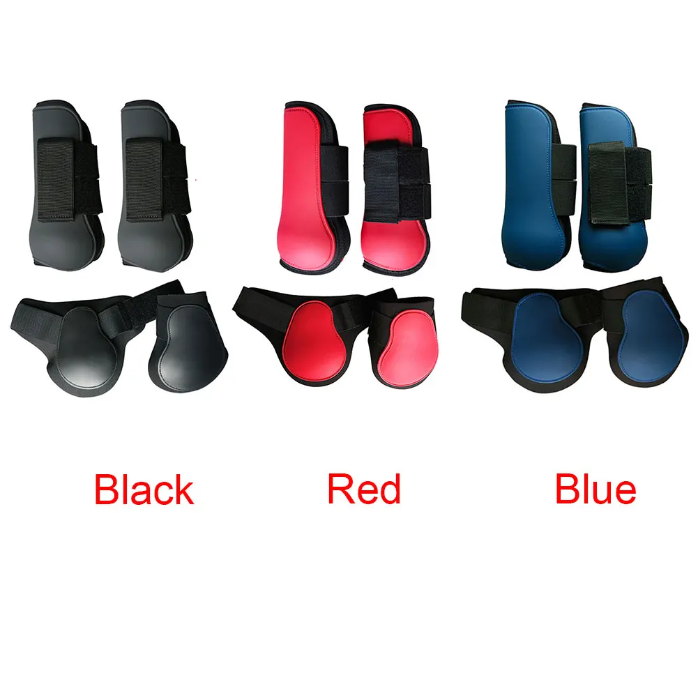 

4pcs Adjustable Band PU Shell Anti Scratching Horse Leg Boots Outdoor Front Hind Sports Training Equestrian Equipment Riding