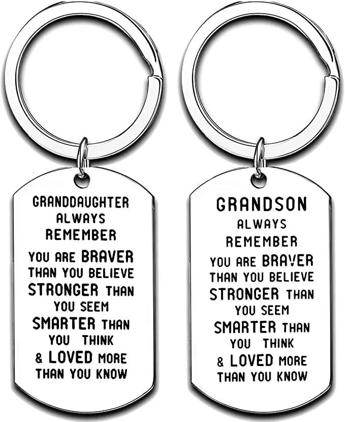 Inspirational Keychains For Grandson and Granddaughter Key Chain You are Braver Stronger Smarter Than You Think Key Ring