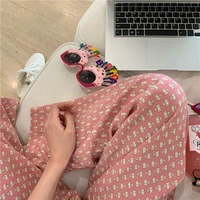 qweek anime sleep bottoms home pants cute cartoon print trousers womens pajamas summer 2021 large size pijama loungewear pj