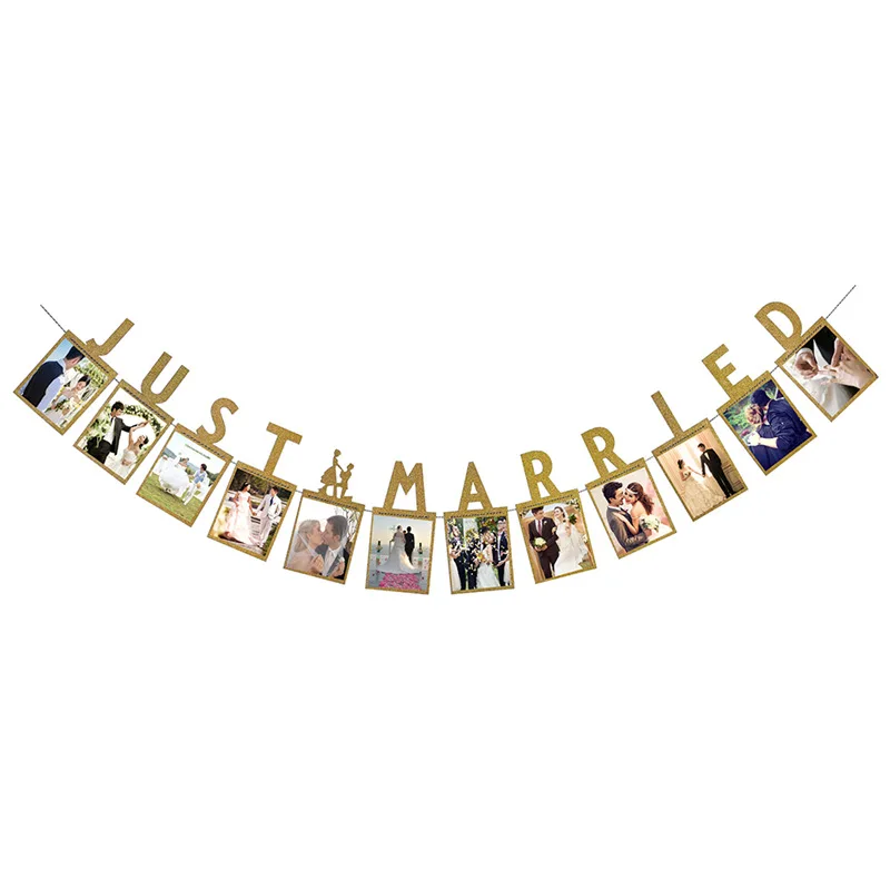 

Gold Wedding Photo Frame Banner Wedding Decorations Party Supplies Kraft Paper Banners
