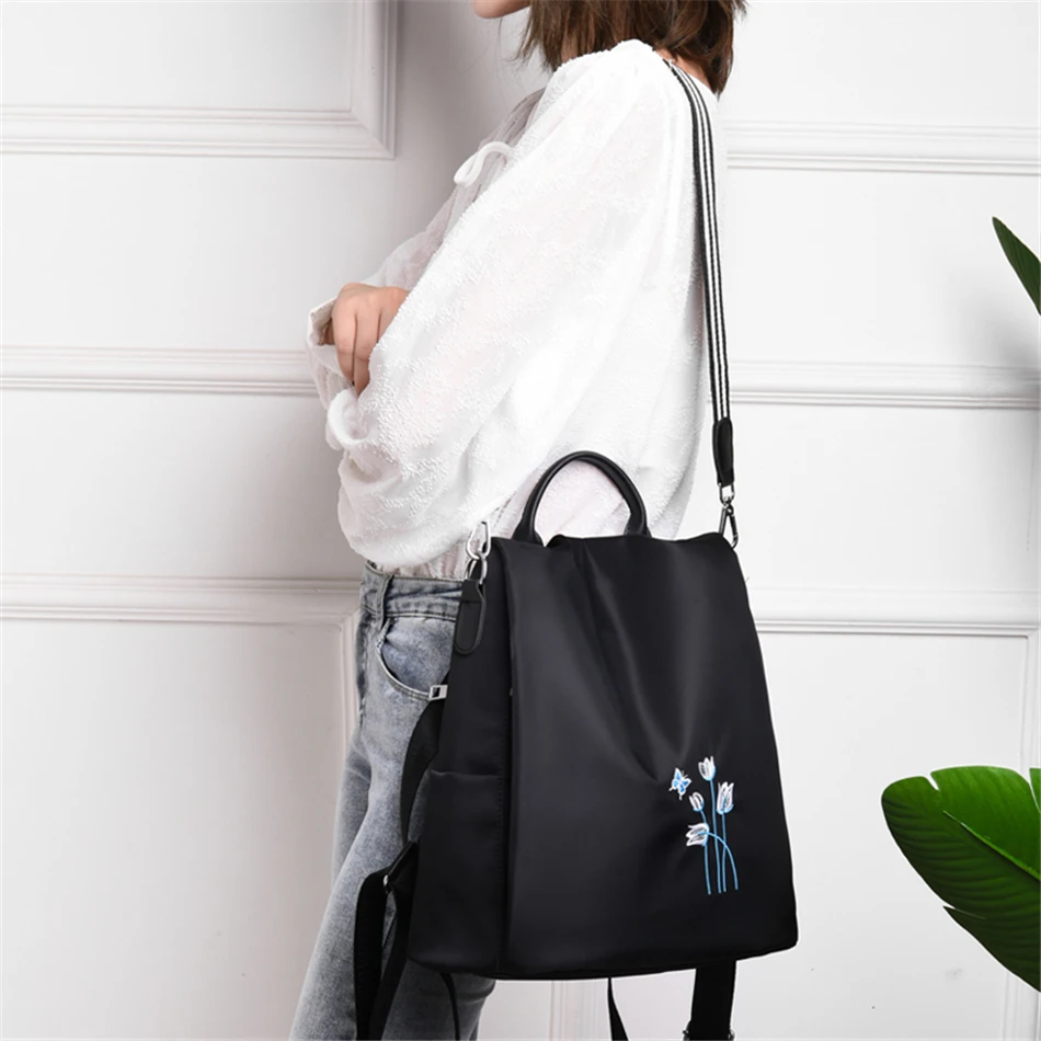 Женский водонепроницаемый рюкзак с защитой от кражи Черный винтажный дорожный