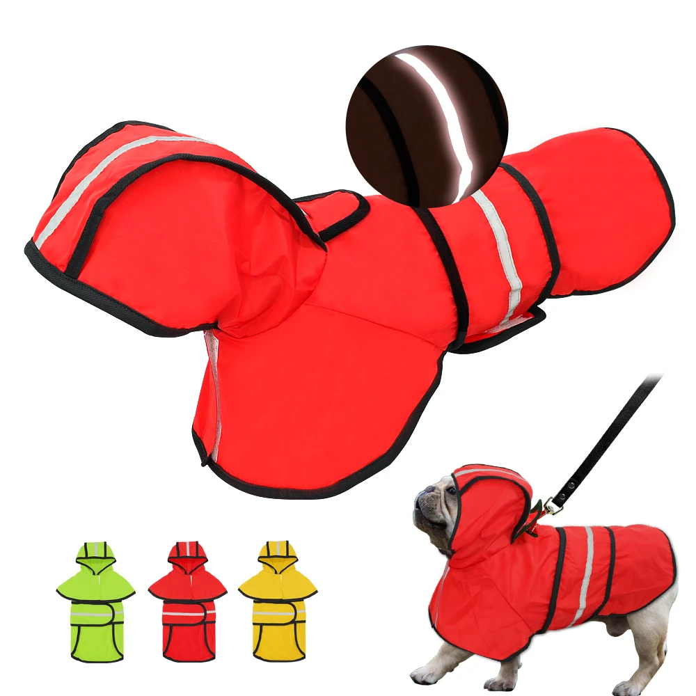 

Reflective Dog Raincoat Dog Rain Jacket Waterproof Pet Coat Hoodies Jumpsuit For Small Medium Large Dogs French Bulldog S-2XL