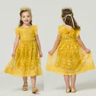 Летнее платье для девочек детская одежда Платья с цветочным принтом желтое Повседневное платье для девочек 3, 4, 5, 6, 7, 8 лет Детская школьная одежда
