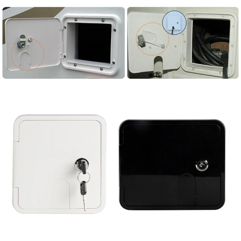 

RV Motorhome Square Wire Hatch Cover Organizer Threading Hole Yacht Durable Anti-rust Weatherproof Storage Box Snap Lock Cover