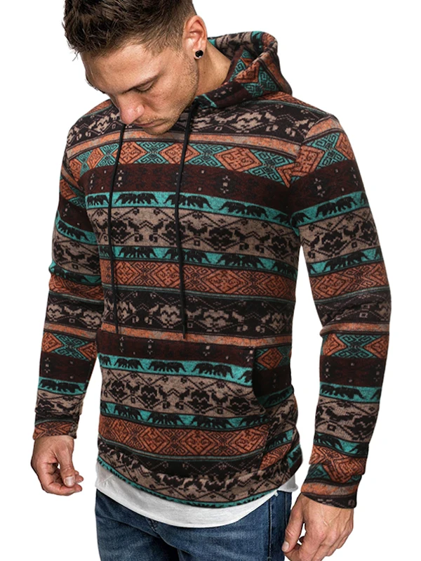 Мужская толстовка с этническим принтом и карманом кенгуру от ZAFUL толстовки