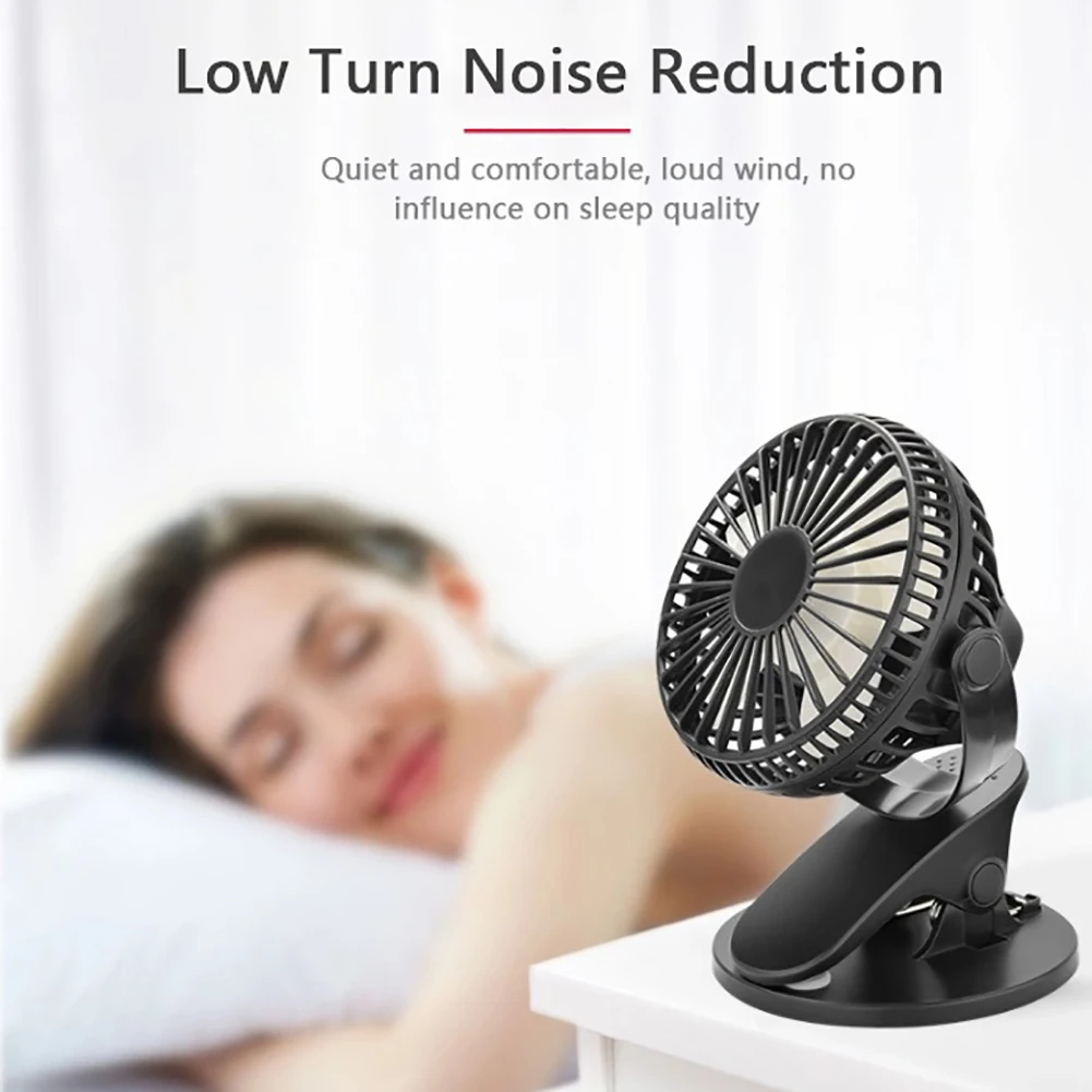 Clip-on USB Rechargeable Table / Desk Fan Mini Portable with Clamp 360 Degree Rotating Night Light Air Cooler | Бытовая техника