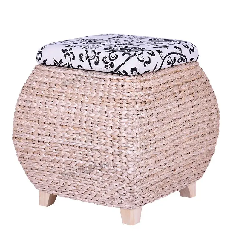 Плетеный стул для хранения из массива дерева плетеный скамейка ротанга обуви