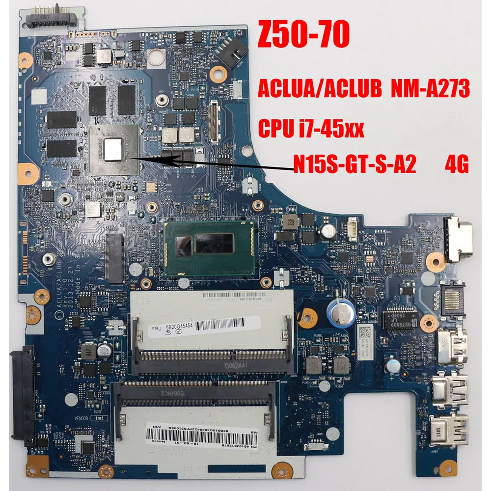 ACLUA/ACLUB NM-A273 20E7 для lenovo Z50-70 материнская плата для ноутбука cpu i7-45xx GPU: GF 840M 4 ГБ DDR3 FRU 90006973 5B20G45504