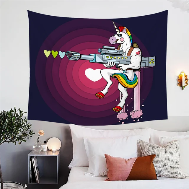 BlessLiving Cute Unicorn Wall Carpet Rainbow Hair Wall Hanging Tapestry Colorful Girly Picnic Mat Donuts Cartoon Tapisserie 2