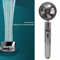 bathroom 360 rotation shower head propeller turbo boost spray water saving switch button fancy shape shower head plating nozzle