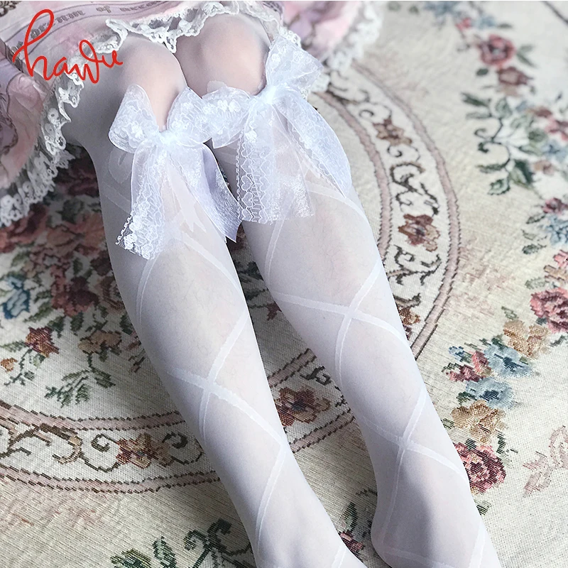 

Original Lolita Bandage Pantynose Janpanese Girl Sweet Soft Sister Lace Bowknot Silk Stockings Sexy Women Tight Socks Summer