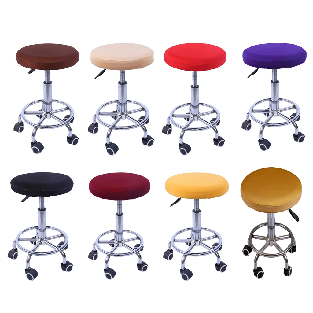 

Various Colors 11-14inch Elastic Bar Stool Covers Round Chair Seat Cover Cushion Slip Covers for Bar Home Kitchen Hotel Office