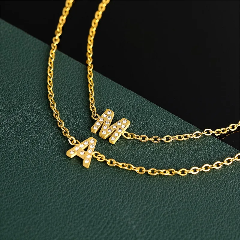 Золотистый браслет цепочка из нержавеющей стали с буквами алфавита|Цепочки и