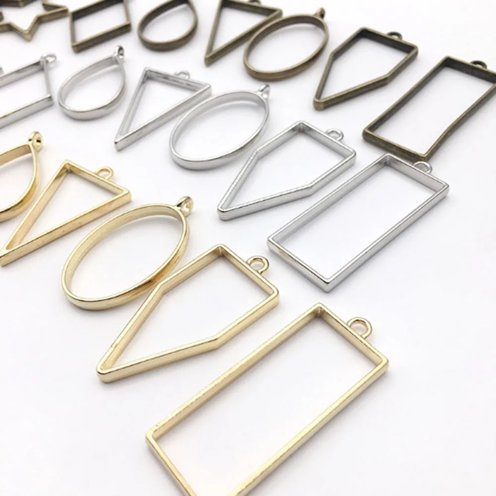 

10 шт. рамка с открытой задней подвеской в ассортименте геометрический полый прессованный цветок рамка Подвеска Полимерные Ювелирные издел...