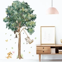 cartoon cute cat banana leaves wall sticker living room decor self adhesive stickers home decoration accessories wall paper