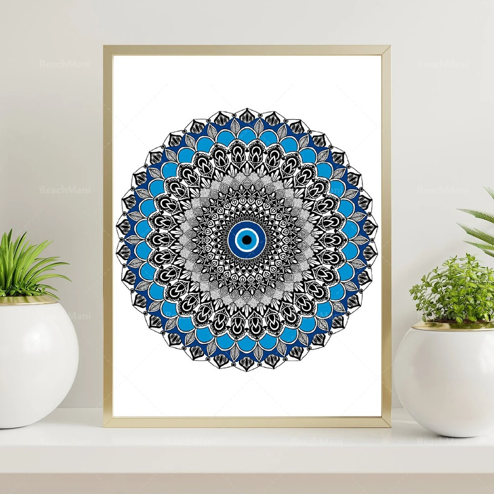 

Original Mandala Turkish Eye/Oeil Turc Nazar Boncuk Poster Affiche Illustration Sacred Geometry-Wall Poster-Decorative Mural