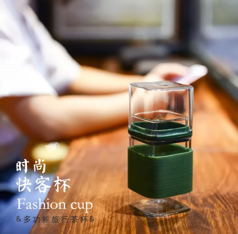 

Portable glass tea cup office simple water cup cute creative small compact fast passenger cup travel capsule cup