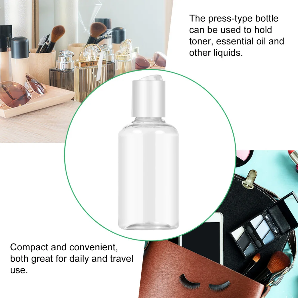 

12pcs 75ml Refillable Bottle Press Cap Travel Bottle Storage Container for Shampoo Cream Lotion (Random Cap Color)