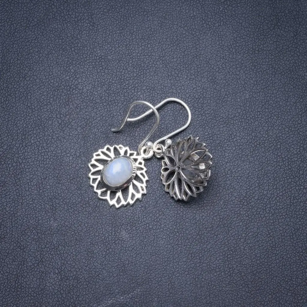 Уникальные серьги из серебра 925 пробы с натуральным лунным камнем радуги ручной