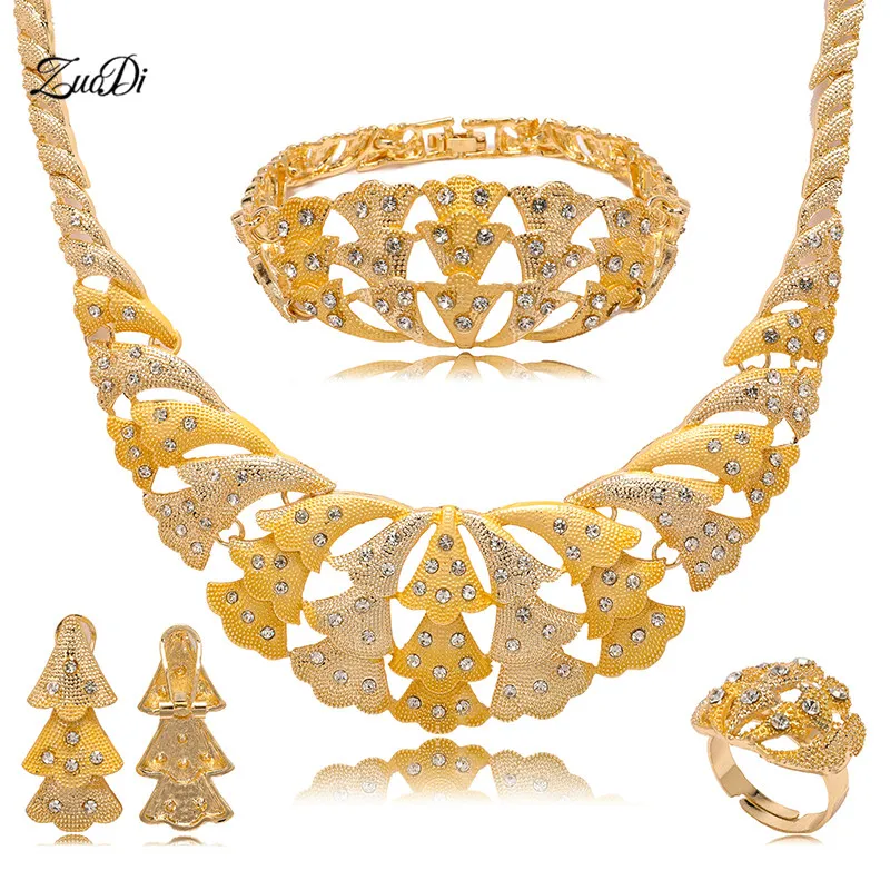 

ZuoDi Dubai gold/sliver plated Jewelry Set Wholesale Nigerian woman accessories jewelry set Fashion African Beads Jewelry Set