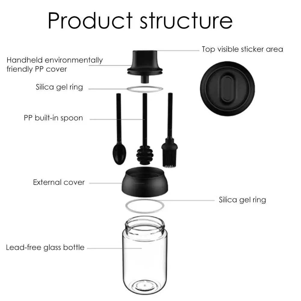 Кухонные стеклянные банки для приправ влагостойкие встроенные ложки/крышки