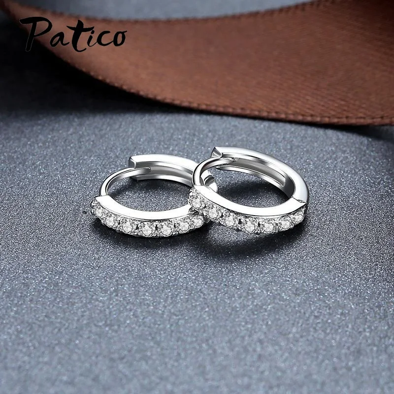 Женские круглые серьги-кольца из серебра 925 пробы с фианитами | Украшения и