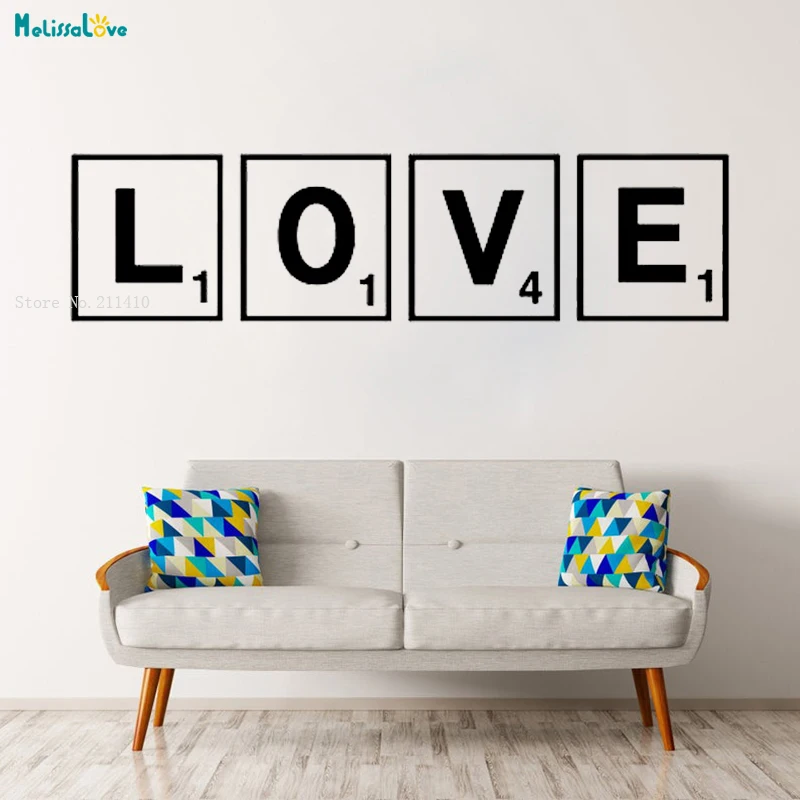 Наклейка на стену Love Scrabble буквы украшение для дома семейная атмосфера гостиная спальня самоклеющиеся фрески YT1868