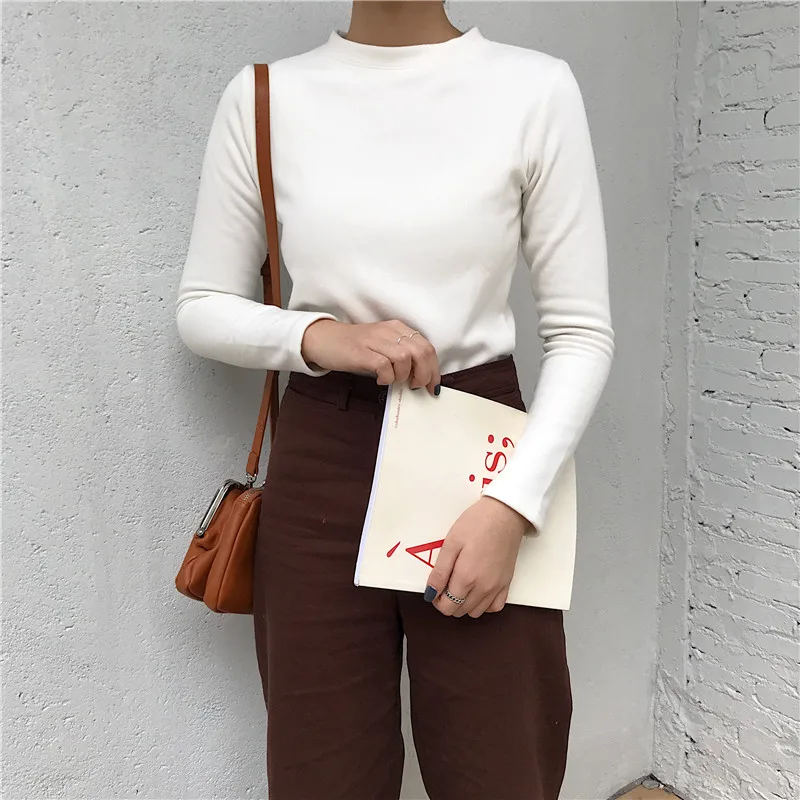 Футболка женская плотная бархатная с длинным рукавом и круглым вырезом|Футболки|