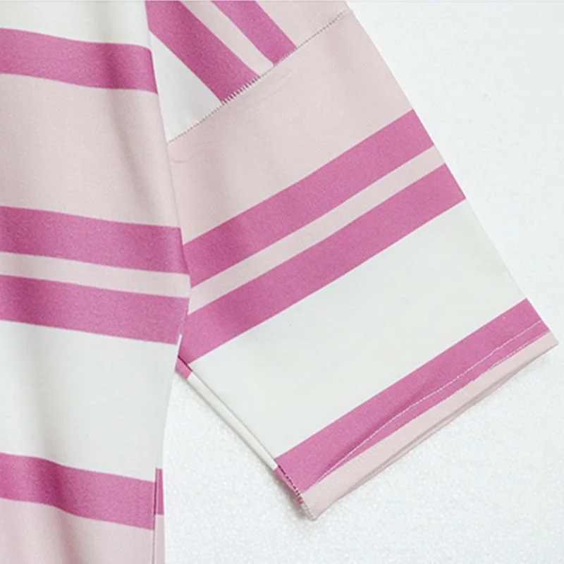 

Striped Letter Ladies T-shirt Streetwear Graphic T-shirt Large Loose Top Summer Fashion Long Short O-neck Y2k Tops for Women