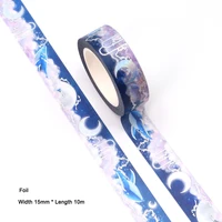 10pcslot 15mm10m foil dream moon cloud whale washi tape masking tapes decorative stickers diy stationery school supplies
