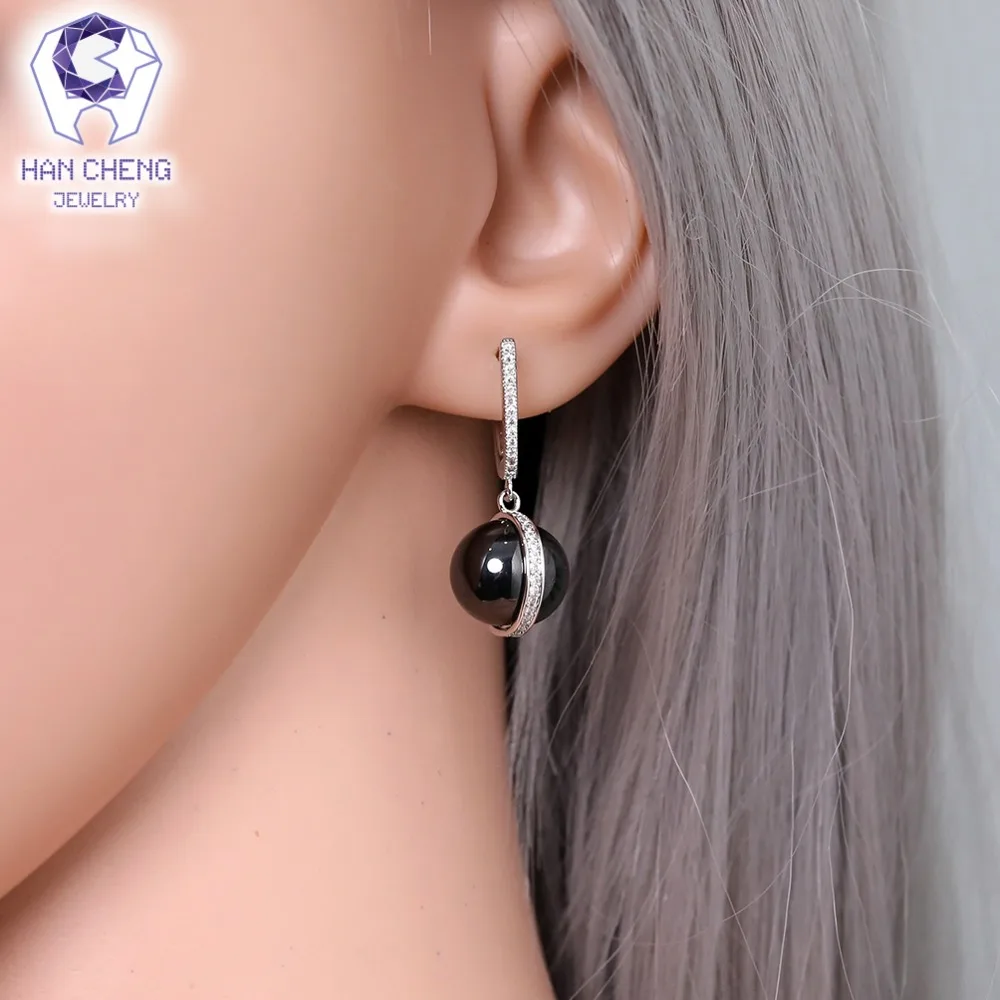 HanCheng новые модные роскошные круглые висячие серьги с цирконием керамические