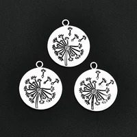 4pcslots 25x30mm antique silver plated dandelion flower charms plant pendants for handmade making diy tibetan findings jewelry