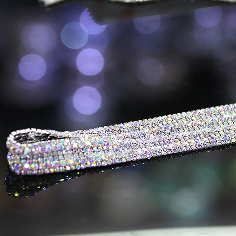 1/2 ярдов серебристые белые высококачественные широкие стразы стеклянные с