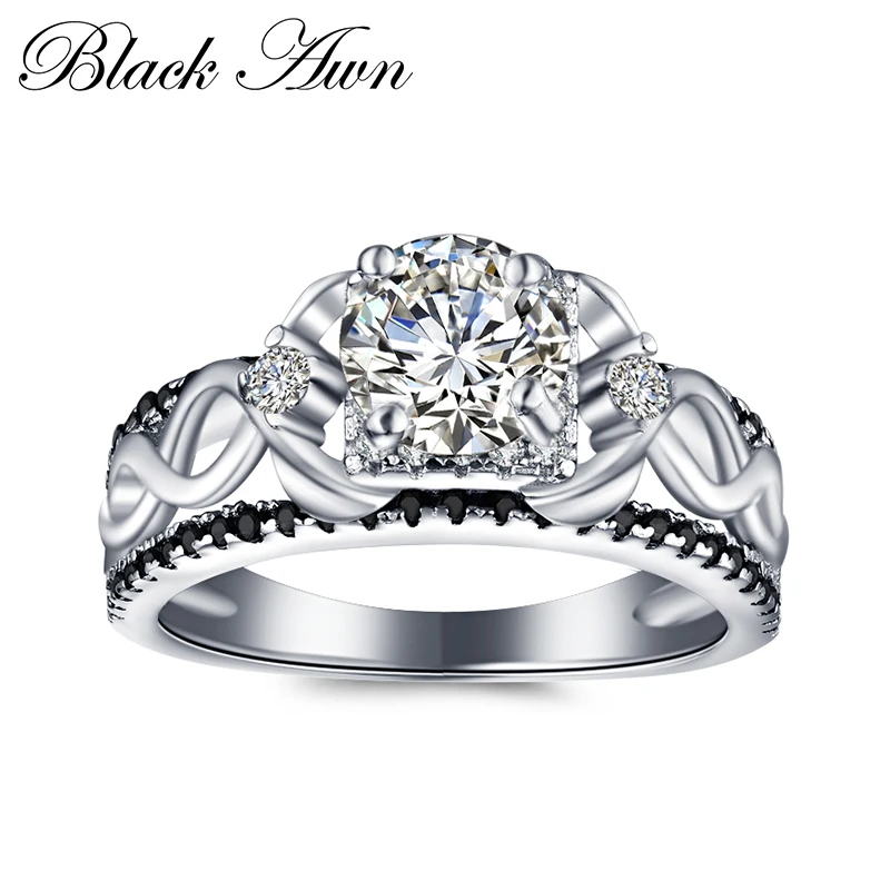 BLACK AWN 2021 New Genuine 100% Sterling 925 Silver Jewelry Engagement Rings for Women Gift C348