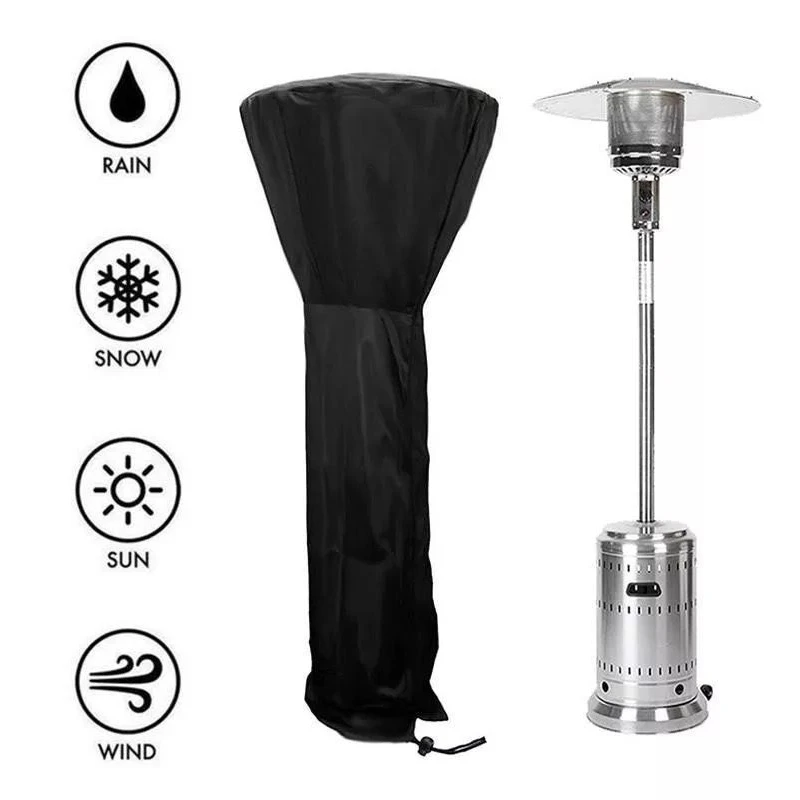 

1Pc Round Heater Covers with Zipper Carrying Bag Waterproof Black Oxford Fabric Adjustable Drawstring Durable Patio Heater Cover