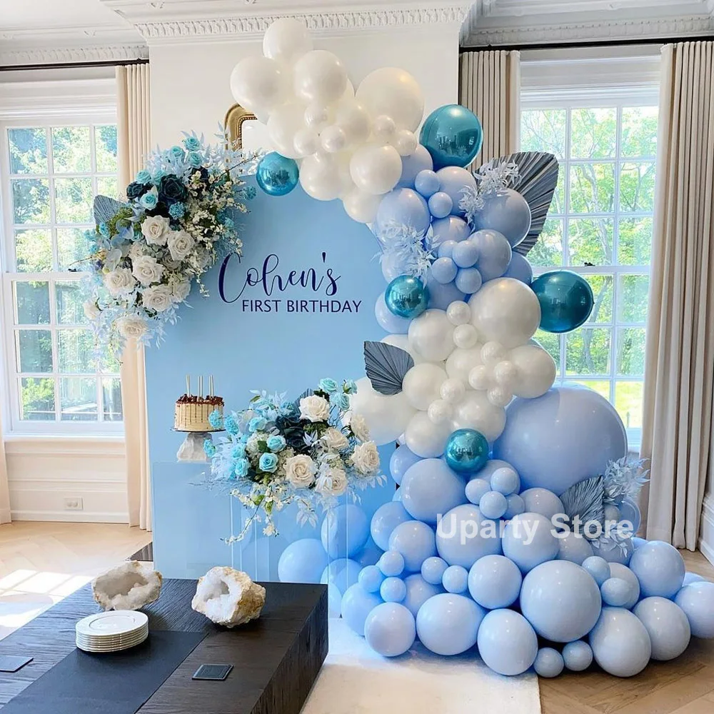 

169Pcs Macaron Balloons Garland Blue 4D Bobo Globos Pastel Blue White Balloon Arch Chain for Baby Shower Birthday Party Decor