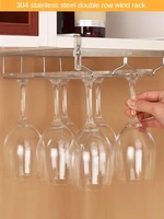 wine glass rack double row stemware holder stainless steel goblet wall hanging shelf for home kitchen cabinet bar