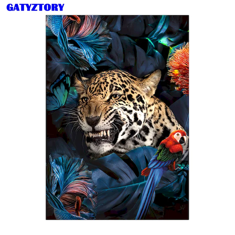 

Gatyztory 40x50cm Oil Painting By Numbers Tiger Parrot Picture Coloring By Numbers Animals Adults Diy Canvas Drawing Decor Home