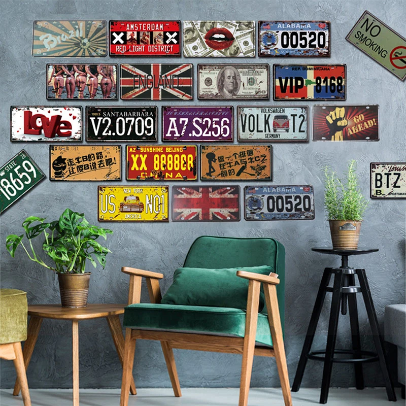 Флорида Винтаж гараж номер автомобиля номерной знак Металл Олово Знаки Стены