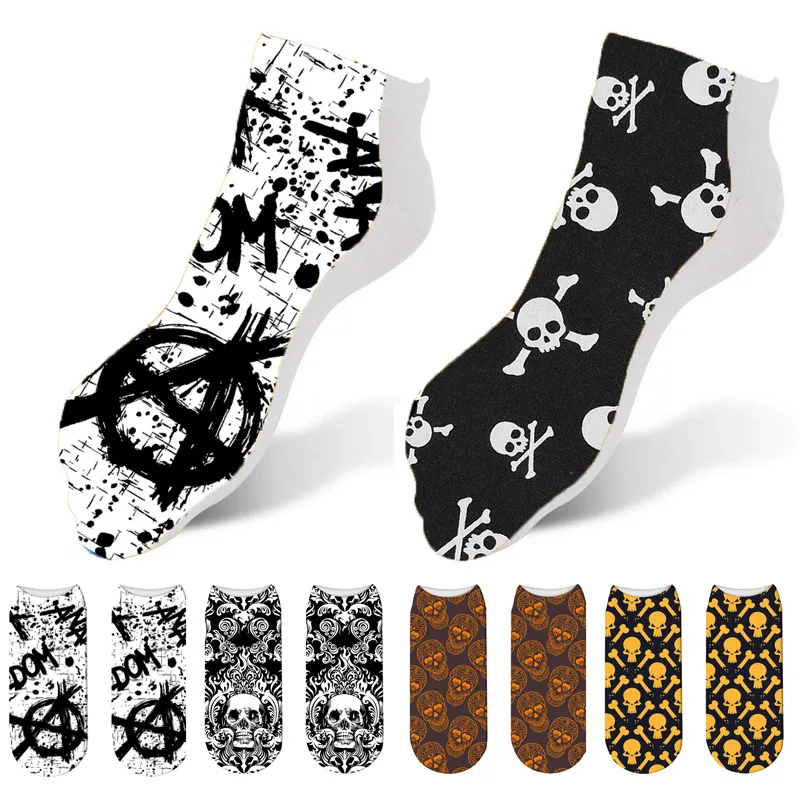 

Skull 3D Digital Printing Socks Harajuku Stereo Printing Socks Men & Women Trendy Socks Short Socks Ankle Socks Foreign Trade