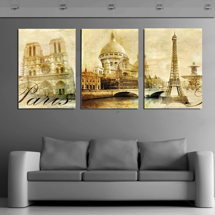 3 шт./компл. художественные картины прогулки по улице Декор больше стилей на стене